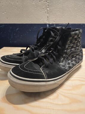 Vans Sk8-Hi Checkerboard High Top Black & Gray Sneakers (Size 12)